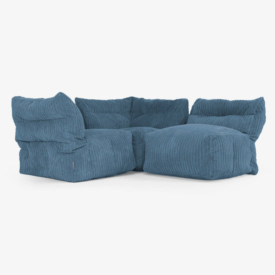 3-personers Modulsofa - Klassisk Jernbanefløjl Navy 03