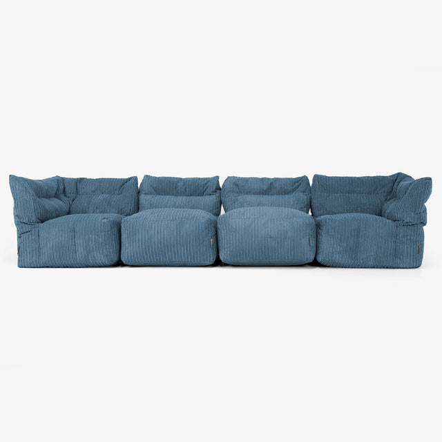 4-personers Modulsofa - Klassisk Jernbanefløjl Navy 01
