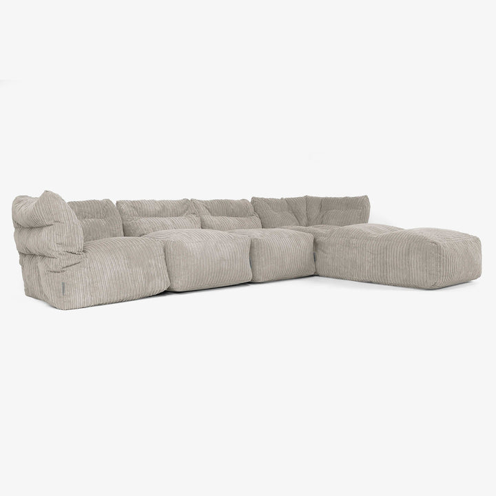 4-personers Modulsofa med Chaiselong - Klassisk Jernbanefløjl Mink 02
