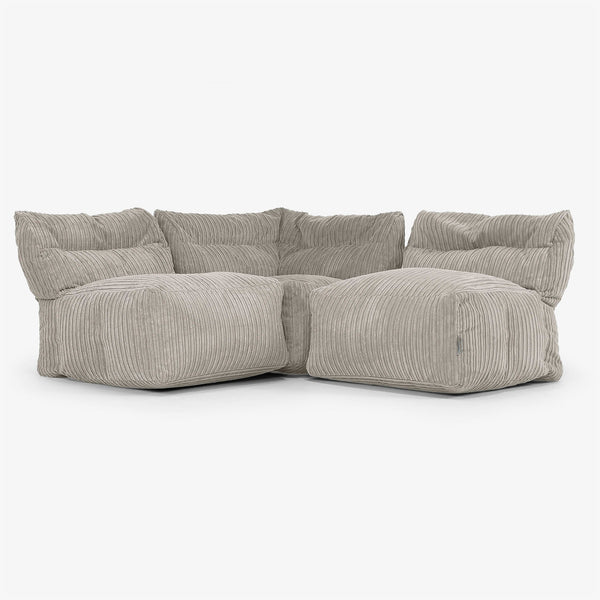 3-personers Modulsofa uden Armlæn - Klassisk Jernbanefløjl Mink 01