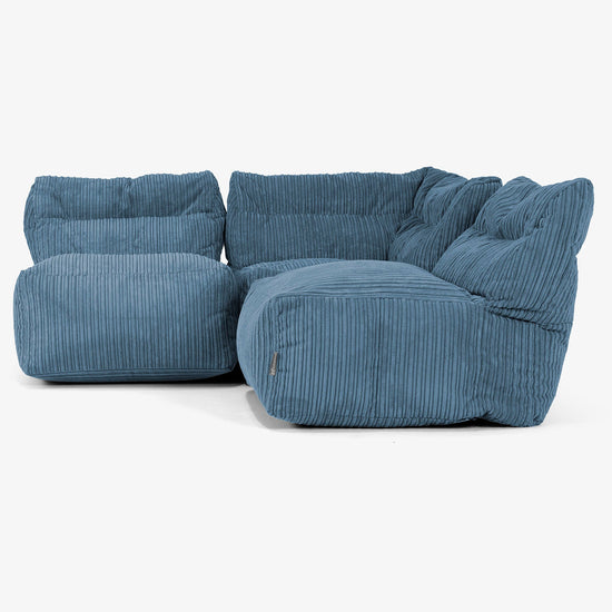 3-personers Modulsofa uden Armlæn - Klassisk Jernbanefløjl Navy 02