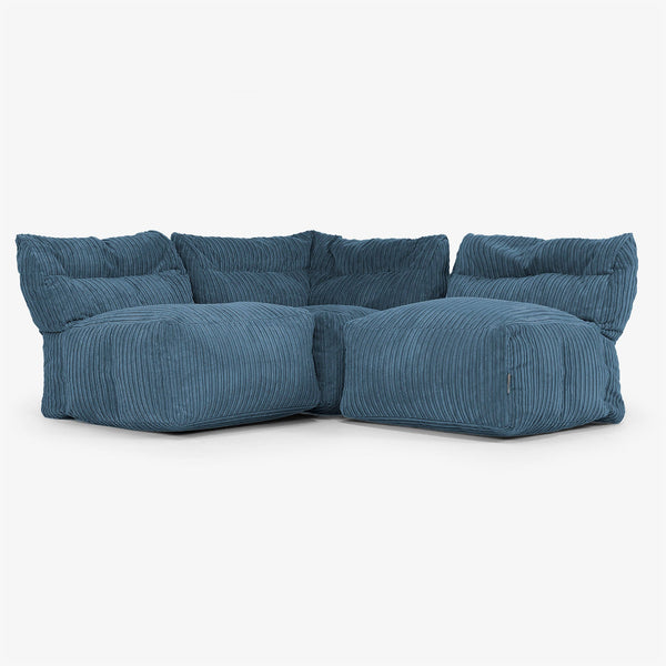 3-personers Modulsofa uden Armlæn - Klassisk Jernbanefløjl Navy 01
