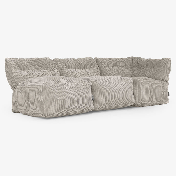 3-personers Modulsofa uden Armlæn - Klassisk Jernbanefløjl Mink 03