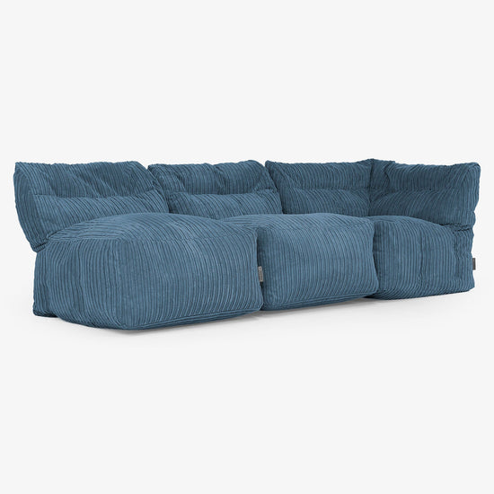 3-personers Modulsofa uden Armlæn - Klassisk Jernbanefløjl Navy 03