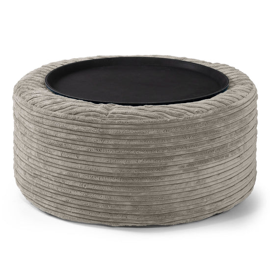 Ottoman Puf med Bakke - Klassisk Jernbanefløjl Mink 02