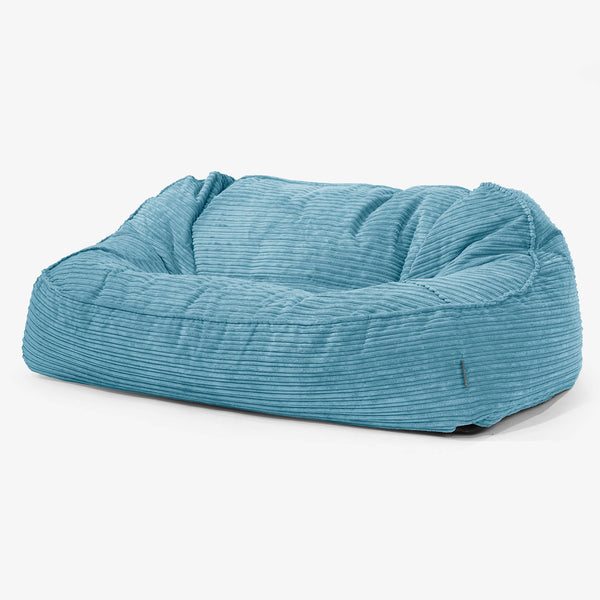 Sloucher Oversized Sækkesofa - Klassisk Jernbanefløjl Turkis Blå 01