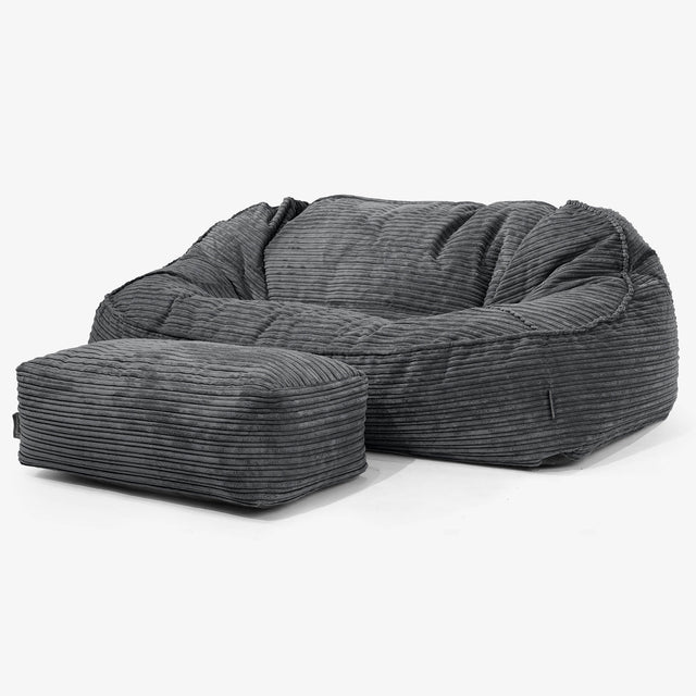 Sloucher Oversized Sækkesofa - Klassisk Jernbanefløjl Sort 02