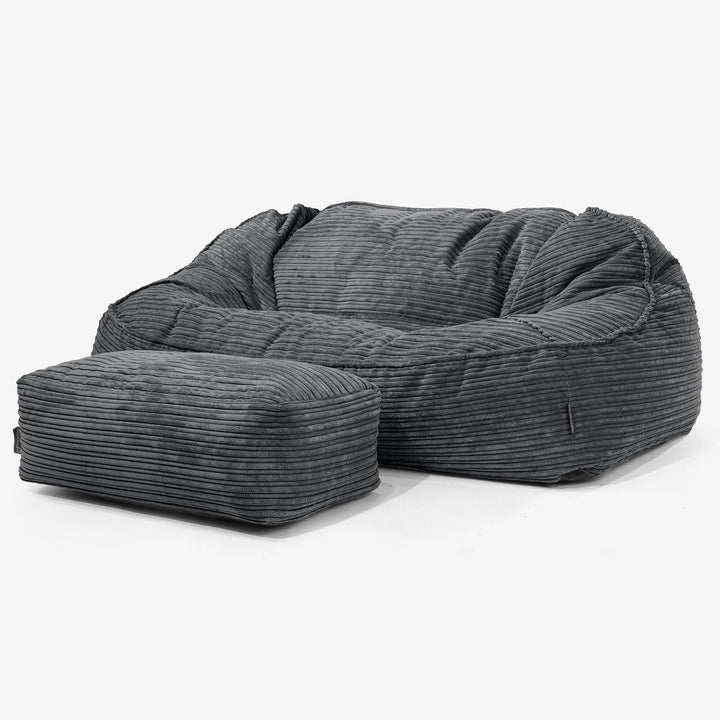 Sloucher Oversized Sækkesofa - Klassisk Jernbanefløjl Sort 02