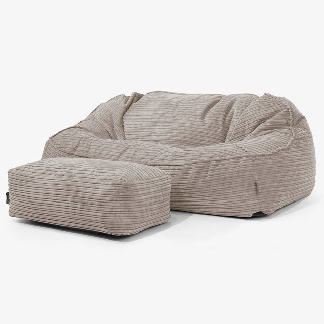 Sloucher Oversized Sækkesofa - Klassisk Jernbanefløjl Duegrå 02