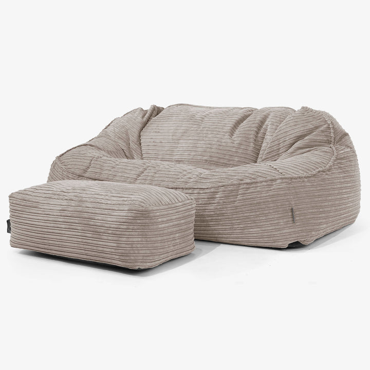 Sloucher Oversized Sækkesofa - Klassisk Jernbanefløjl Duegrå 02
