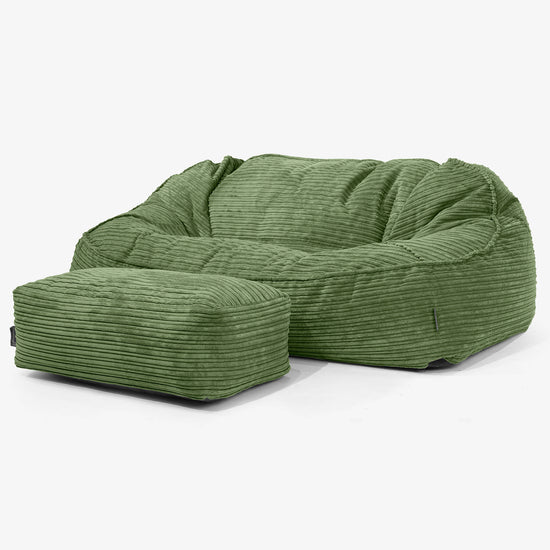 Sloucher Oversized Sækkesofa - Klassisk Jernbanefløjl Skovgrøn 02