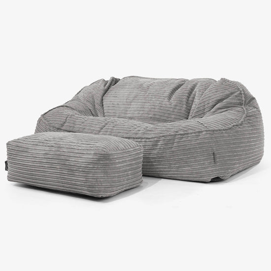 Sloucher Oversized Sækkesofa - Klassisk Jernbanefløjl Grafit Grå 02