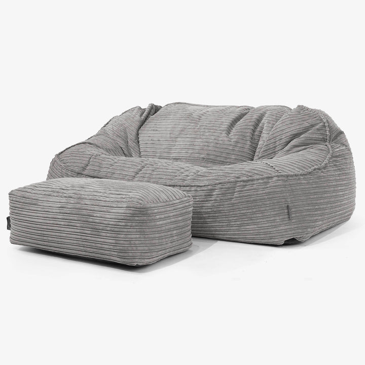 Sloucher Oversized Sækkesofa - Klassisk Jernbanefløjl Grafit Grå 02