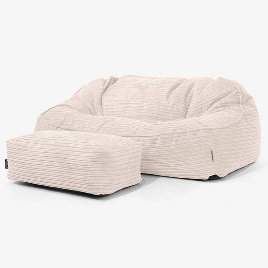 Sloucher Oversized Sækkesofa - Klassisk Jernbanefløjl Elfenben 02
