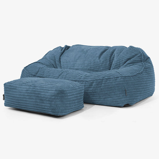 Sloucher Oversized Sækkesofa - Klassisk Jernbanefløjl Navy 02