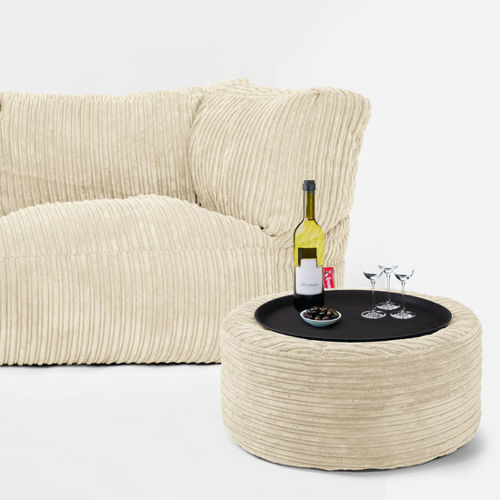 Albert Sækkestol Sofa 3 pers - Klassisk Jernbanefløjl Cremefarvet 02