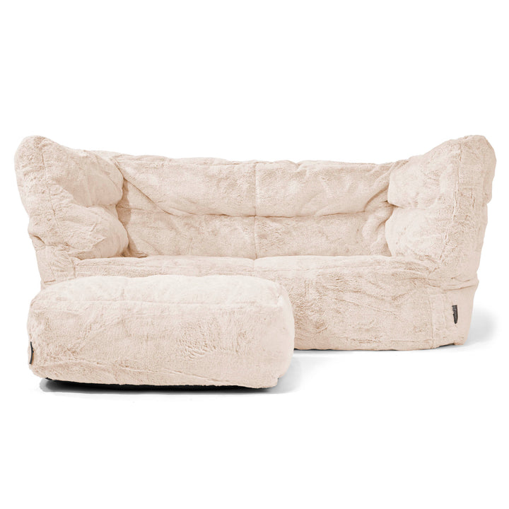 Louis Sækkestol Sofa 2 pers - Imiteret Kaninpels Hvid 02