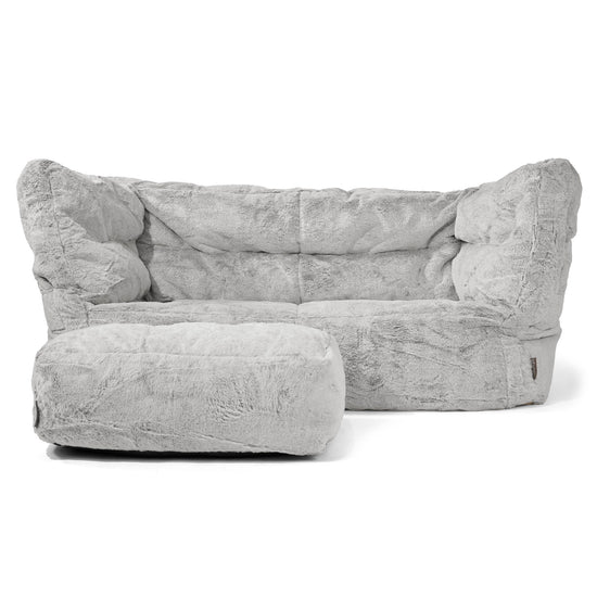 Louis Sækkestol Sofa 2 pers - Imiteret Kaninpels Lysegrå 02