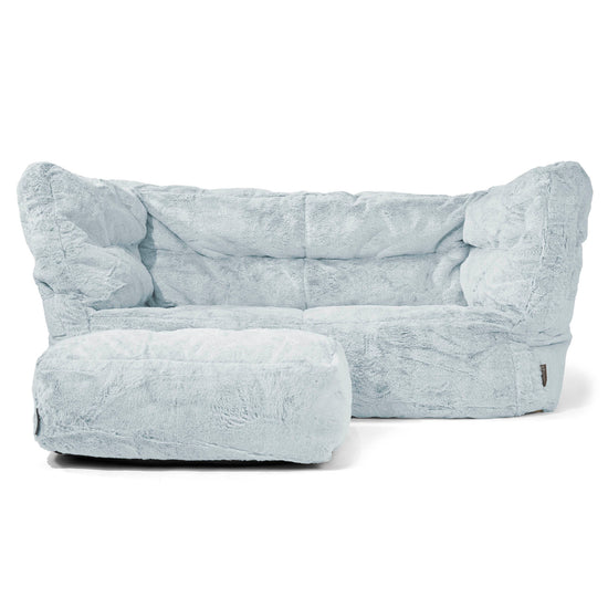 Louis Sækkestol Sofa 2 pers - Imiteret Kaninpels Støvet Blå 02