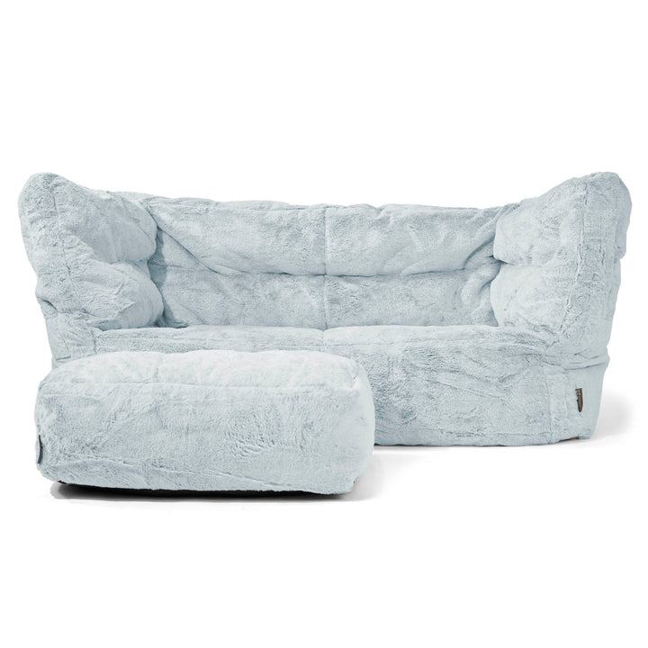 Louis Sækkestol Sofa 2 pers - Imiteret Kaninpels Støvet Blå 02
