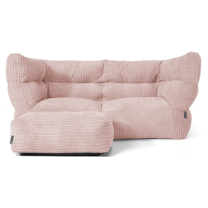 Louis Sækkestol Sofa 2 pers - Klassisk Jernbanefløjl Blush Lyserød 02