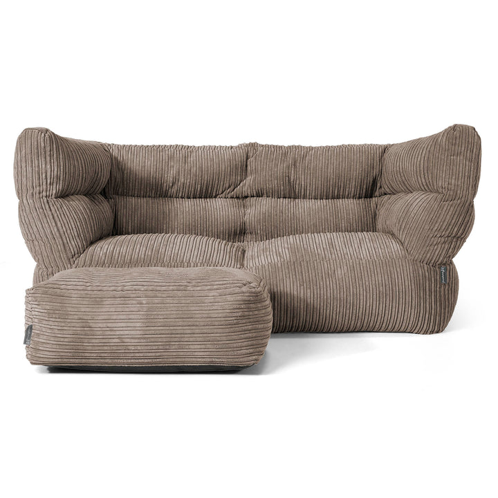 Louis Sækkestol Sofa 2 pers - Klassisk Jernbanefløjl Duegrå 02