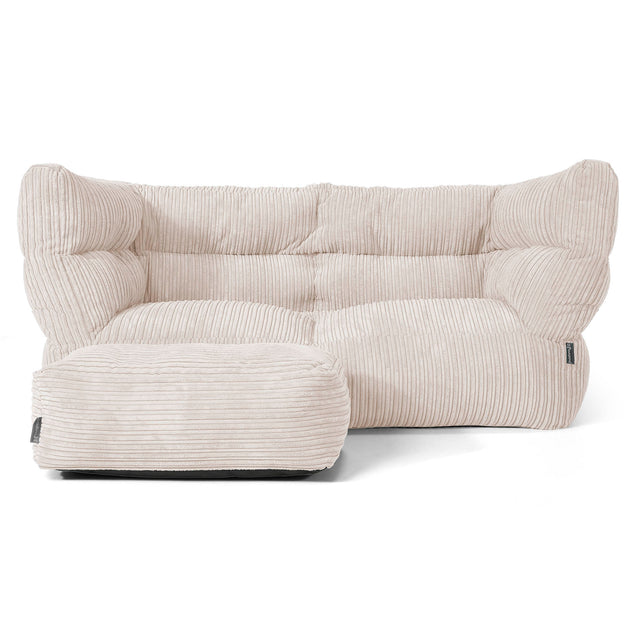 Louis Sækkestol Sofa 2 pers - Klassisk Jernbanefløjl Elfenben 02