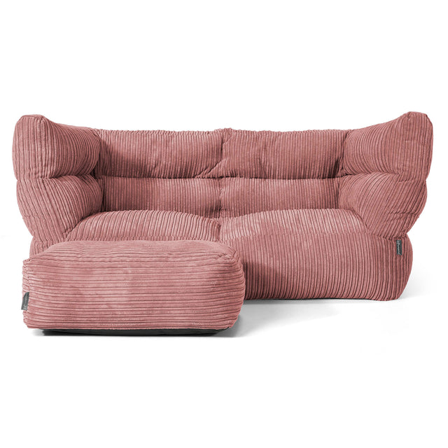 Louis Sækkestol Sofa 2 pers - Klassisk Jernbanefløjl Fersken 02