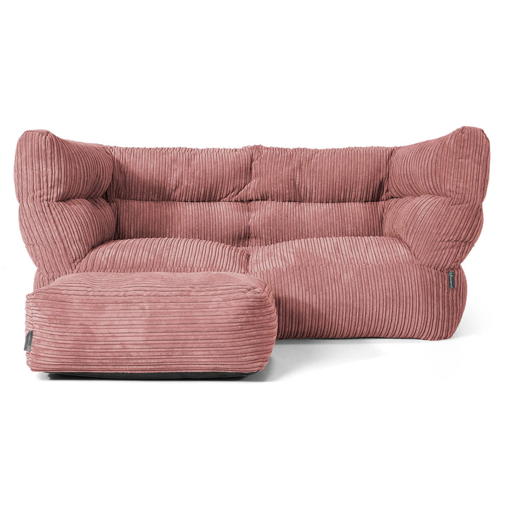 Louis Sækkestol Sofa 2 pers - Klassisk Jernbanefløjl Fersken 02