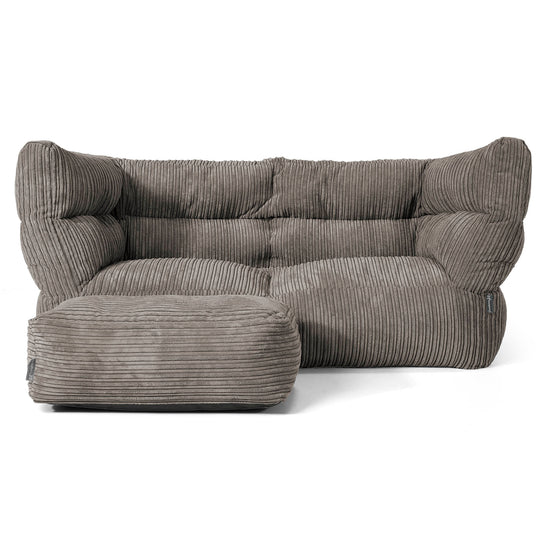 Louis Sækkestol Sofa 2 pers - Klassisk Jernbanefløjl Grafit Grå 02