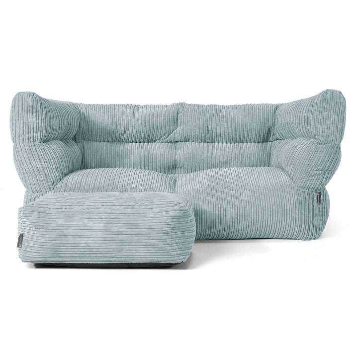 Louis Sækkestol Sofa 2 pers - Klassisk Jernbanefløjl Mintgrøn 02
