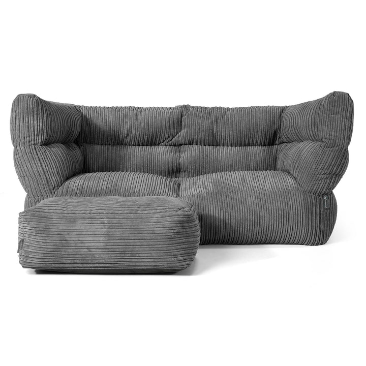 Louis Sækkestol Sofa 2 pers - Klassisk Jernbanefløjl Skifergrå 02