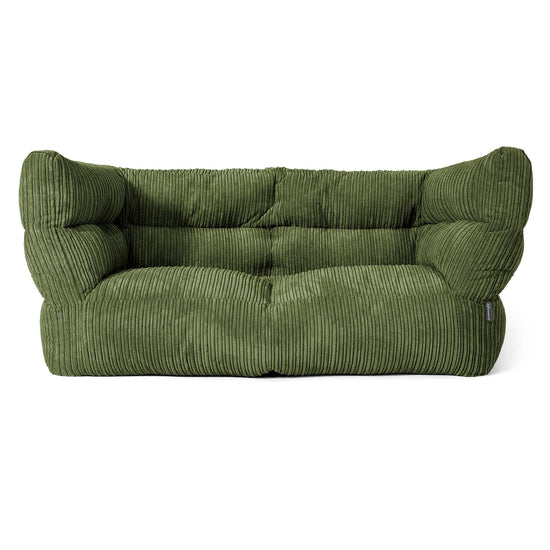 Louis Sækkestol Sofa 2 pers - Klassisk Jernbanefløjl Skovgrøn 01