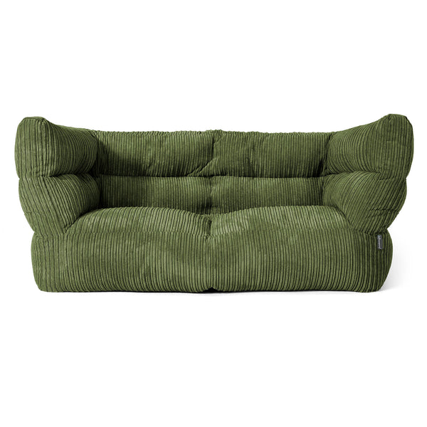 Louis Sækkestol Sofa 2 pers - Klassisk Jernbanefløjl Skovgrøn 01