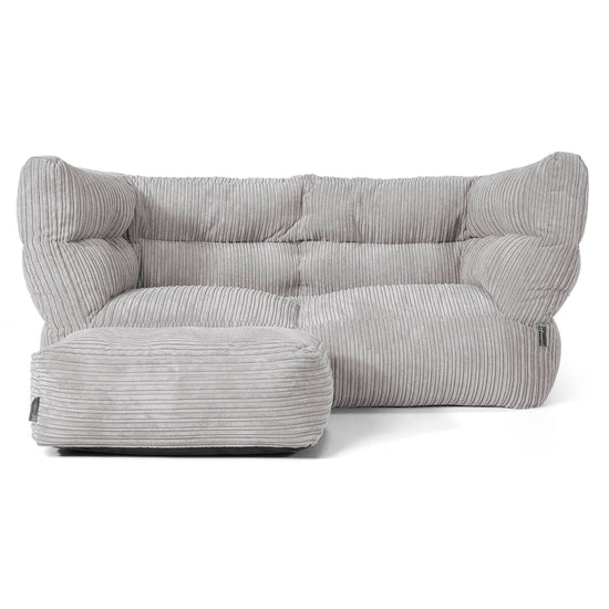 Louis Sækkestol Sofa 2 pers - Klassisk Jernbanefløjl Sølvgrå 02