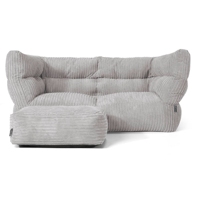 Louis Sækkestol Sofa 2 pers - Klassisk Jernbanefløjl Sølvgrå 02