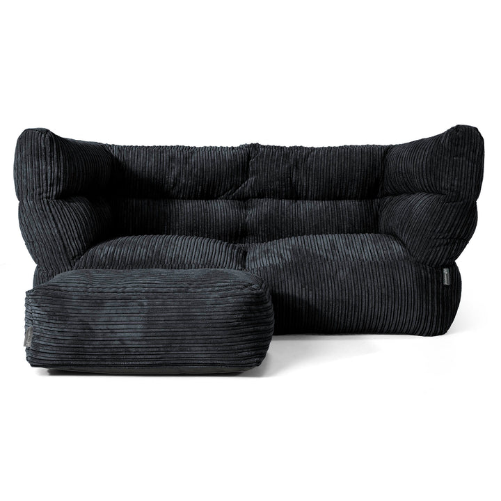 Louis Sækkestol Sofa 2 pers - Klassisk Jernbanefløjl Sort 02