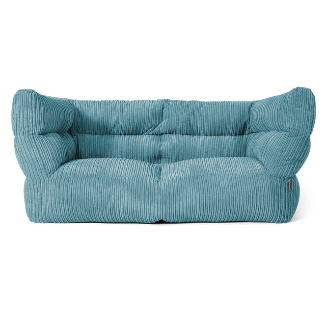 Louis Sækkestol Sofa 2 pers - Klassisk Jernbanefløjl Turkis Blå 01