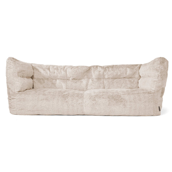 Louis Sækkestol Sofa 3 pers - Imiteret Kaninpels Gyldenbrun 01