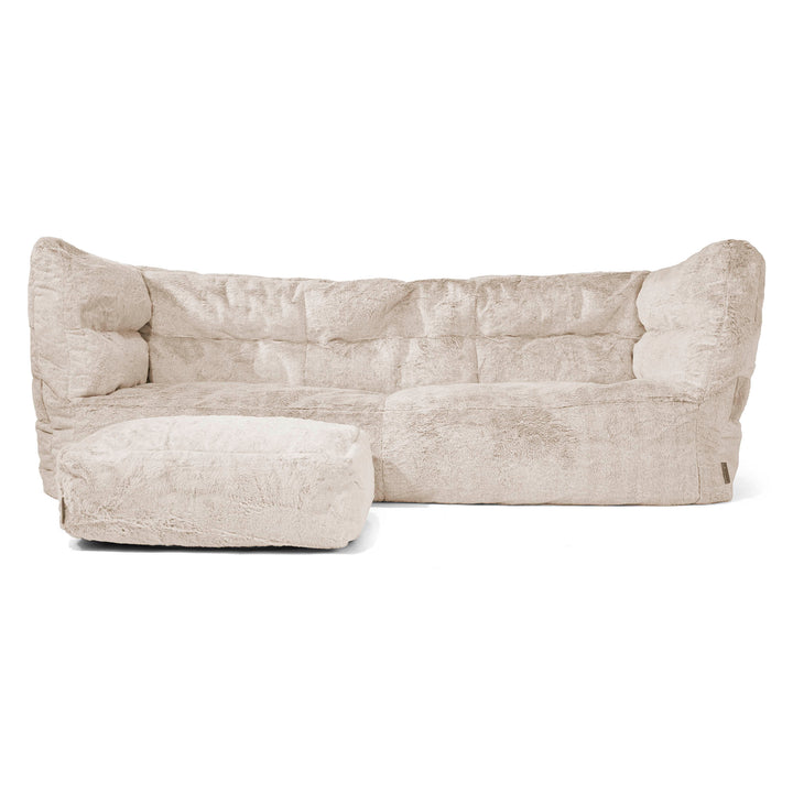 Louis Sækkestol Sofa 3 pers - Imiteret Kaninpels Gyldenbrun 02