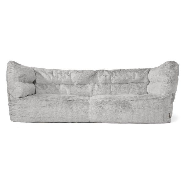 Louis Sækkestol Sofa 3 pers - Imiteret Kaninpels Lysegrå 01
