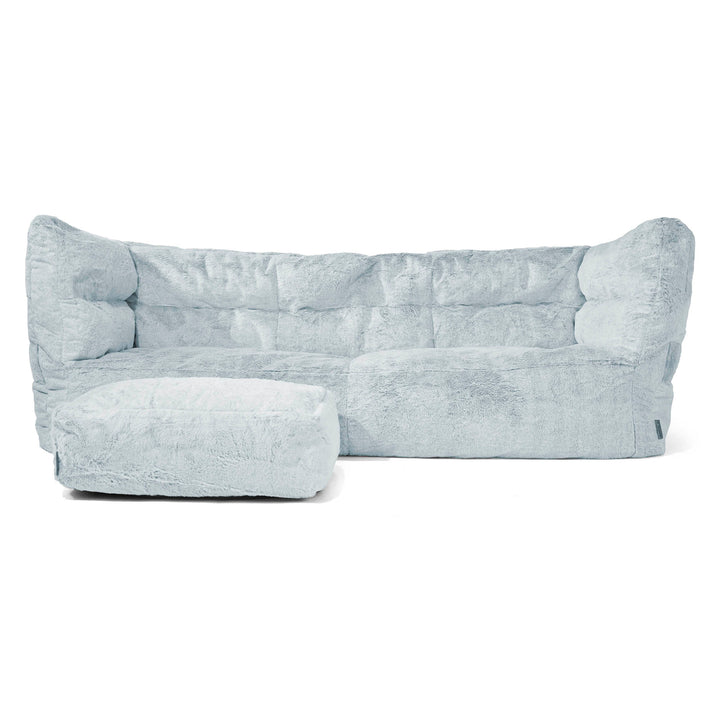 Louis Sækkestol Sofa 3 pers - Imiteret Kaninpels Støvet Blå 02