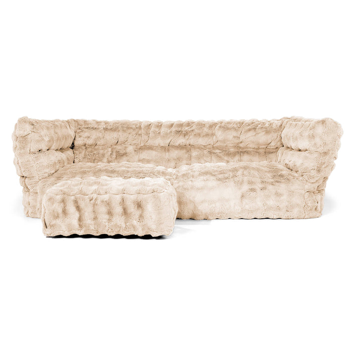Louis Sækkestol Sofa 3 pers - Imiteret Pels Bubble Cremefarvet 02