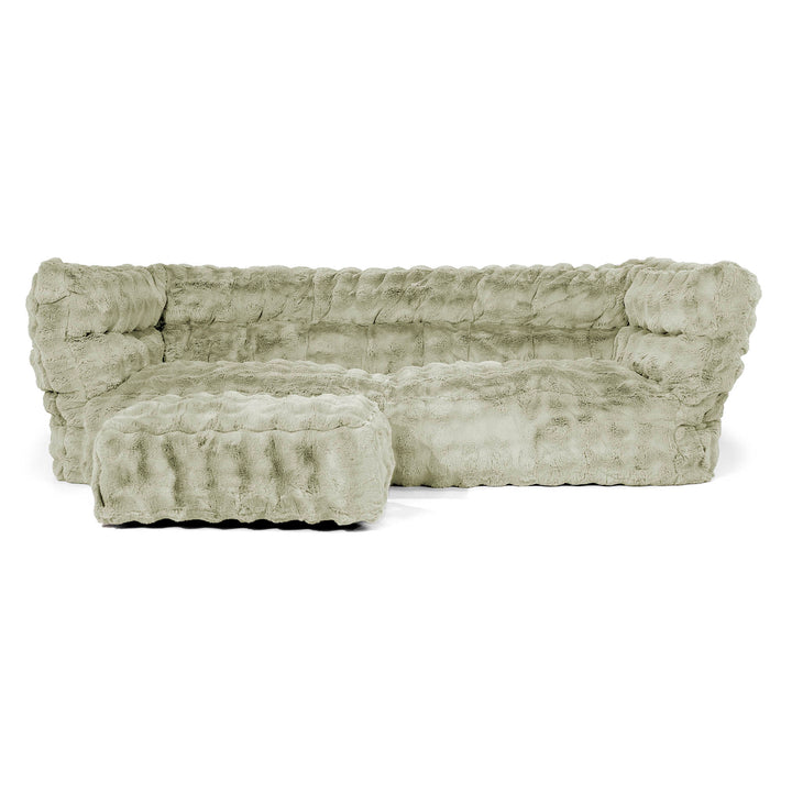 Louis Sækkestol Sofa 3 pers - Imiteret Pels Bubble Salviegrøn 02