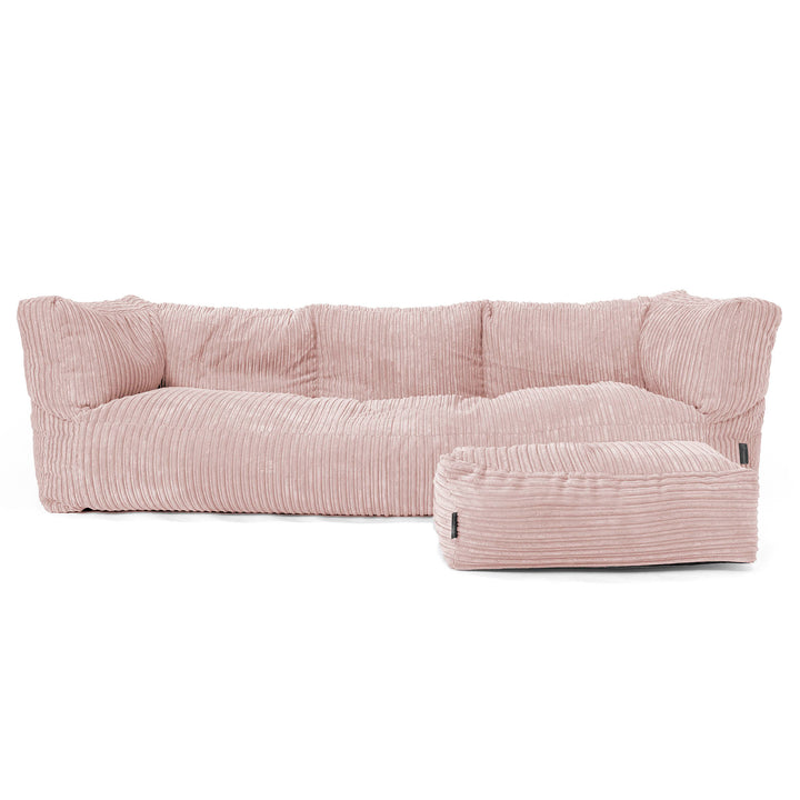 Louis Sækkestol Sofa 3 pers - Klassisk Jernbanefløjl Blush Lyserød 02
