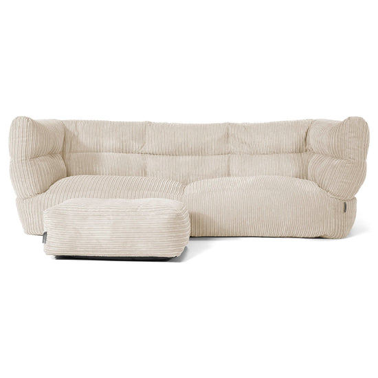 Louis Sækkestol Sofa 3 pers - Klassisk Jernbanefløjl Cremefarvet 02