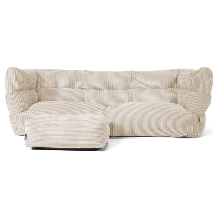 Louis Sækkestol Sofa 3 pers - Klassisk Jernbanefløjl Cremefarvet 02