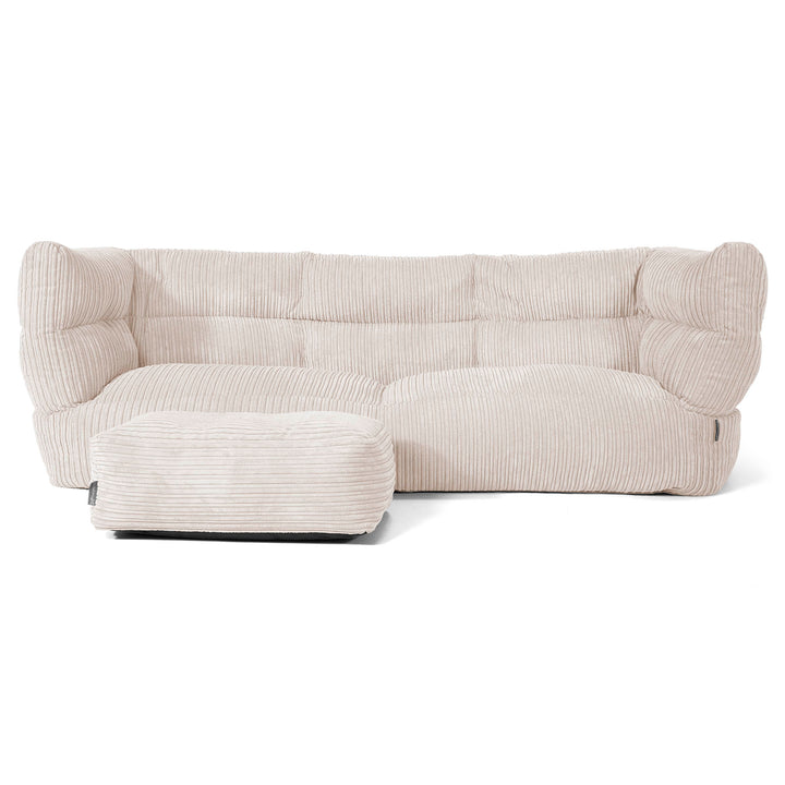 Louis Sækkestol Sofa 3 pers - Klassisk Jernbanefløjl Elfenben 02
