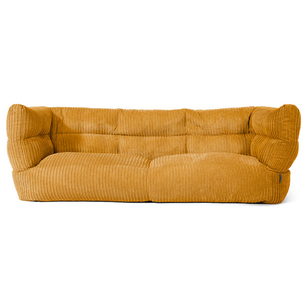 Louis Sækkestol Sofa 3 pers - Klassisk Jernbanefløjl Gylden Honning 01