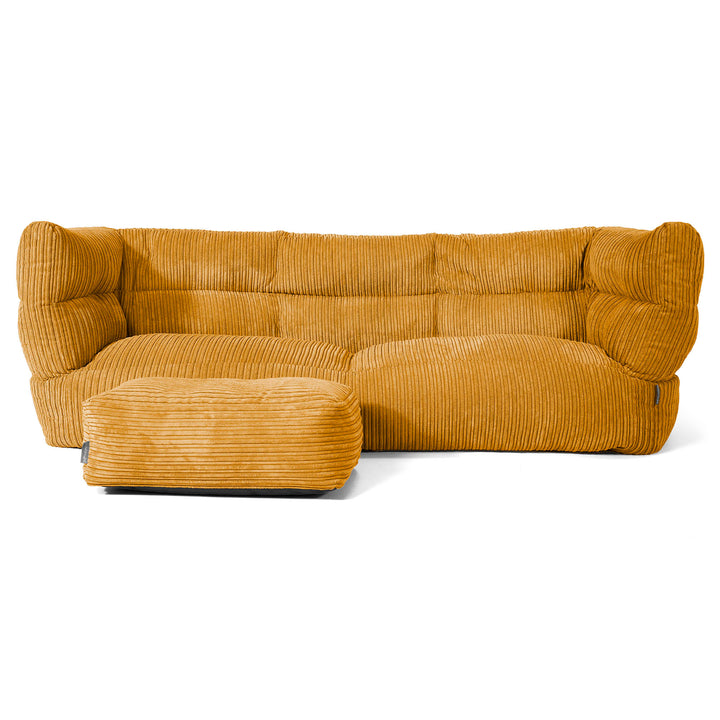 Louis Sækkestol Sofa 3 pers - Klassisk Jernbanefløjl Gylden Honning 02